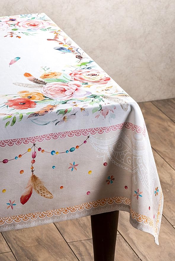 Maison d' Hermine Table Cloth Square Table 100% Cotton 54 x 54 Inches Tablecloth Reusable Decorative for Dining Room Farmhouse Home Valentines Day Decorations Spring Summer - Ibiza - Beige