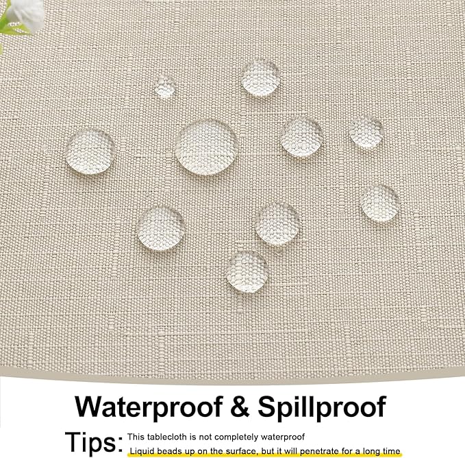Smiry Square Table Cloth Linen Textured, Waterproof Spillproof Anti-Wrinkle Burlap Tablecloth, Washable Decorative Fabric Table Cover for Dining, Party, Banquet, 60 x 60 Inch, Beige