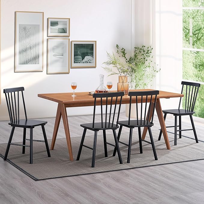 DUHOME Windsor Dining Chairs Set of 6,Farmhouse Style Spindle Back Wood Dining Room Chairs Wooden Kitchen Chair for Home Kitchen,Living Room,Bistro