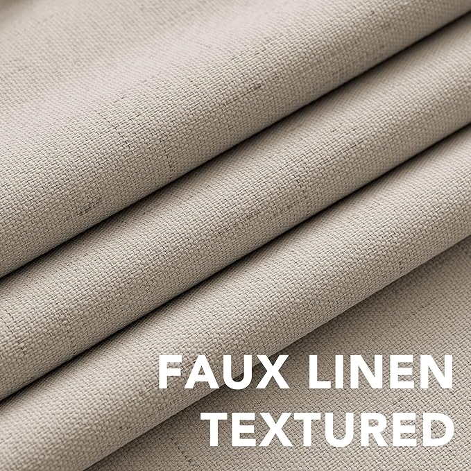 H.VERSAILTEX 100% Blackout Curtains for Bedroom Thermal Insulated Linen Textured Curtains Heat and Full Light Blocking Drapes Living Room Curtains 2 Panel Sets, Cobblestone, 42x63 Inch