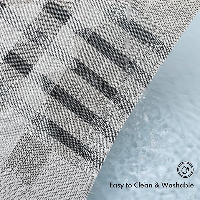 Winknowl Placemats Set of 6, Heat Resistant Stain Resistant Woven Vinyl Insulation Place mats, Durable Washable Elegant Table Mats for Kitchen Dining Table Decor (Geometric Gray)
