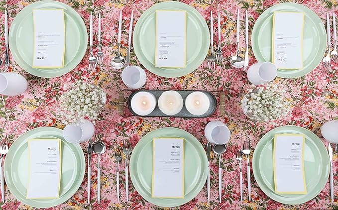 [30 Pack 6.3''] Mint Green Plastic Party Plates Edge Collection Premium heavyweight Elegant Disposable Tableware Dishes