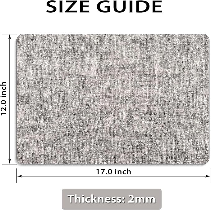 Placemats Set of 6 Washable, Heat Resistant Table Placemats Wipeable Faux Leather Place Mats Non Slip, Waterproof Square Table Mats for Indoor Outdoor, Light Grey