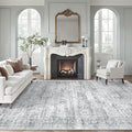 9x12 Area Rugs for Living Room, Non Slip Machine Washable Vintage Rugs, Low Pile Lightweight Large Rug for Bedroom, Dining Room, Home Office Grey