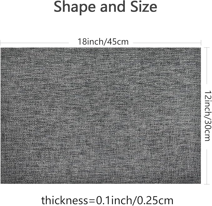 DACHUI Placemats Set of 4, Linen Look Woven Place Mats, Water Resistant, Heat Resistant, Washable, Durable Table Mats (Dark Grey)