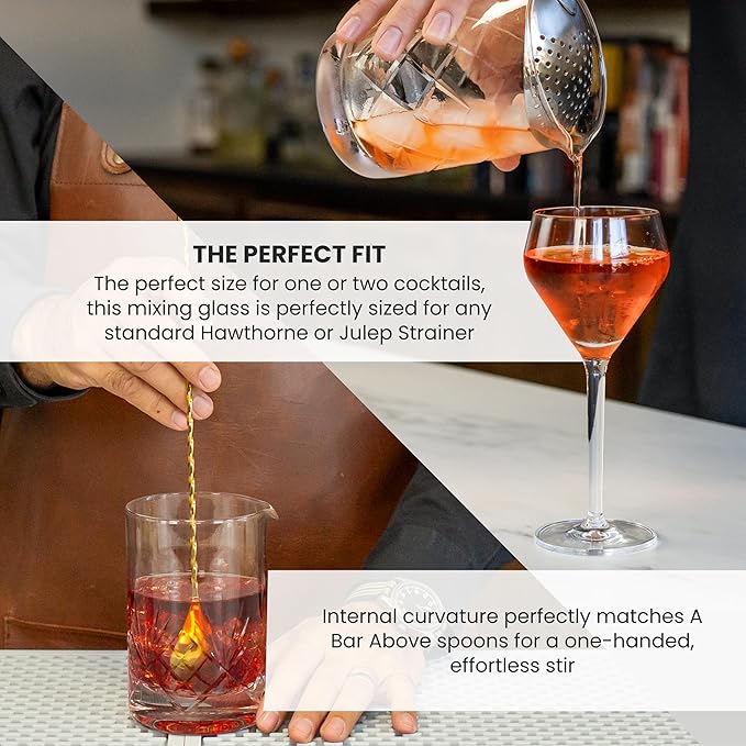 A Bar Above Cocktail Mixing Glass, Botanica Enhanced Annealed Lead-Free Crystal Stirring Pitcher, Thick Weighted Base for Stable Stirring, 18 Oz Drink Mixer for Craft Cocktails at Home or Bars