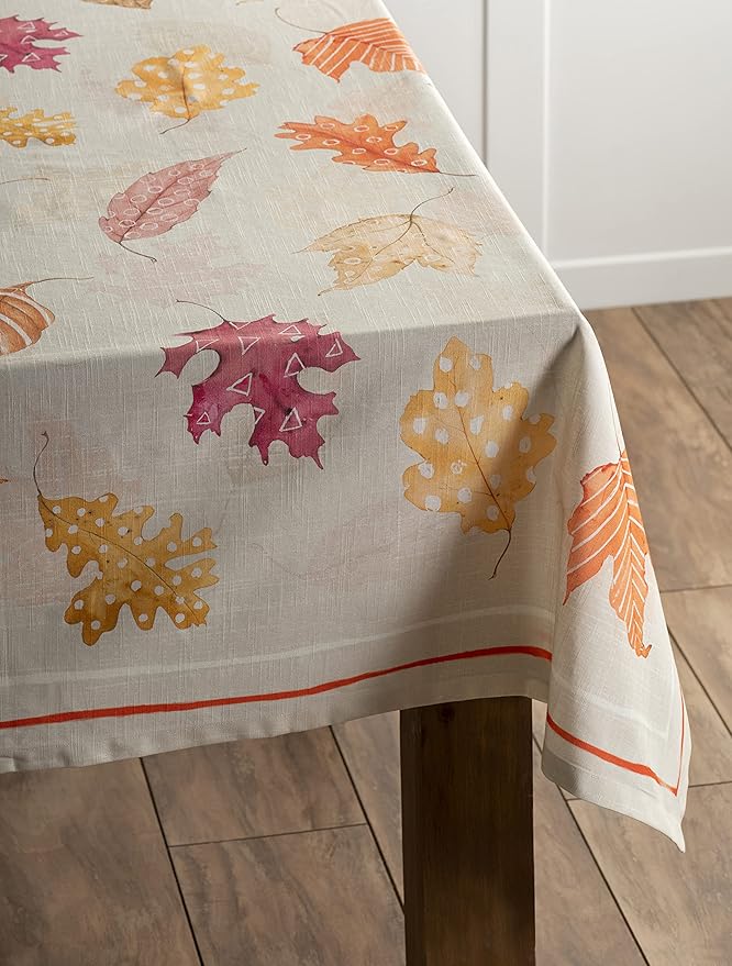 Maison d' Hermine Table Cloth Rectangle Table 100% Cotton 54 x 72 Inches Fall Tablecloth Reusable Everyday Use for Thanksgiving Christmas Decorations Dining Farmhouse Party (Colours of Autumn)