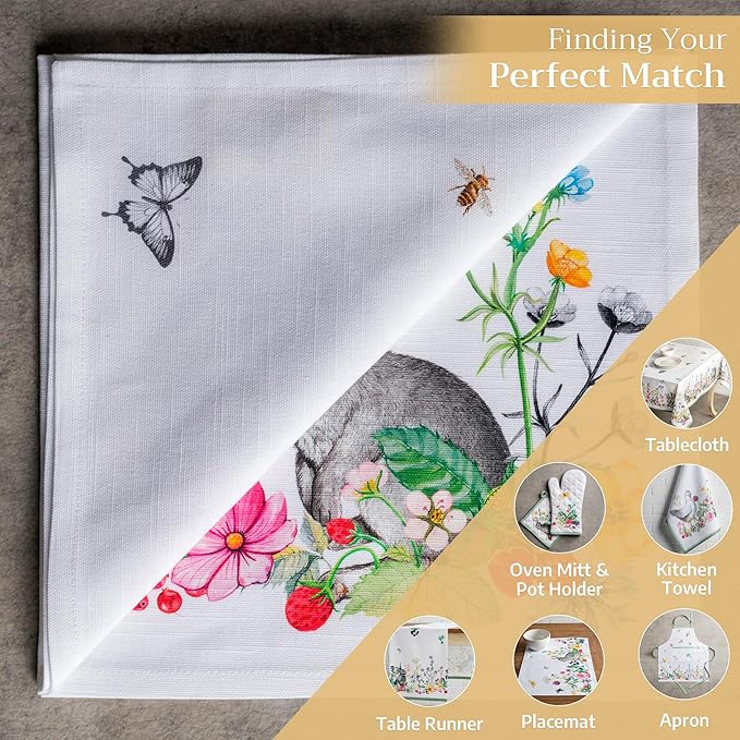 Maison d' Hermine Cloth Napkins Set of 4 100% Cotton Everyday Reusable Square Napkins Cloth Washable Dinner Party Wedding Restaurant Valentines Day Decorations Spring/Summer (Printemps, 20" x 20")
