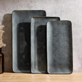Famiware Serving Platter, Rectangular 15.67/14.1/12.6inch Serving Dishes for Entertaining, Dishwasher Safe, Stoneware Serving Trays for Party, Food, Turkey, Snack, Cheese, Reactive Glaze, Deep Forest