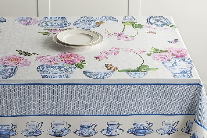 Maison d' Hermine Table Cloth Rectangle Table 100% Cotton 60 x 108 Inches Tablecloth Reusable Decorative for Dining Room Farmhouse Home Valentines Day Decorations Spring Summer - Canton