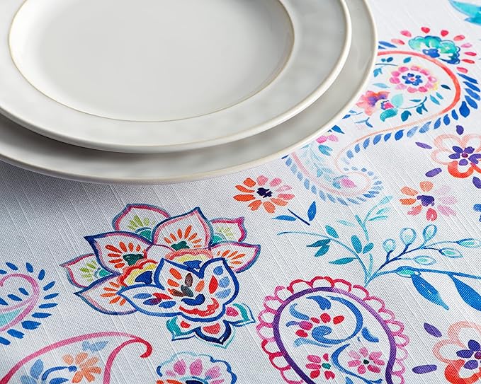 Maison d' Hermine Table Cloth Rectangle Table 100% Cotton 60 x 90 Inches Tablecloth Reusable Decorative for Dining Room Farmhouse Home Valentines Day Decorations Spring Summer - Indian Floral
