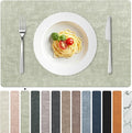 FROMHEART Faux Leather Placemats Set of 6–Waterproof,Heat/Oil Stain-Resistant PU Table Mat–Reversible,Non-Slip,Easy to Clean Place Mats for Kitchen,Dining,Indoor/Outdoor,(Light Green,11.8" x 17")