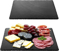 Navaris Slate Plates - Food Contact Safe Black Stone Plates - Cheese Platter Charcuterie Boards Serving Plate - Stone Slate Slab Cheese Board - Set of 2-15" x 11" (38 x 28 cm)
