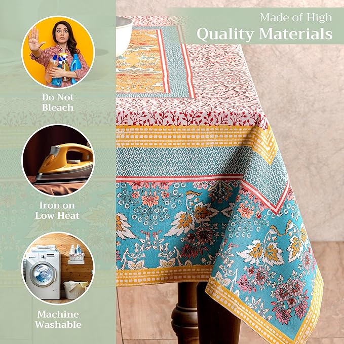 Maison d' Hermine Table Cloth Rectangle Table 100% Cotton 60 x 120 Inches Tablecloth Reusable Decorative for Dining Room Farmhouse Home Valentines Day Decorations Spring Summer - Marquise