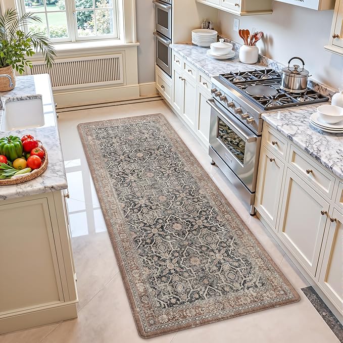 Color&Geometry Anti Fatigue Kitchen Mats for Floor 24x59, Vintage Decor, Easy Clean, Waterproof & Oil Proof, 0.4" Thick Cushioned, Non-Slip Kitchen Runner Rug for Sink, Laundry, Office, Black