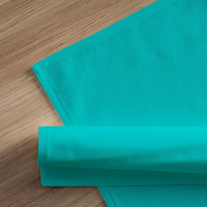 Calicot Placemats Set of 6 100% Cotton Washable Cloth Place Mats, Reusable Table Mats for Spring/Summer & Thanksgiving Christmas Decorations Kitchen Dining Party Wedding (Teal Blue, 13" x 19")