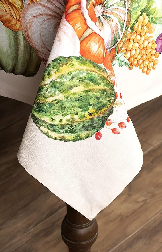 Maison d' Hermine Table Cloth Rectangle Table 100% Cotton 70 x 108 Inches Fall Tablecloth Reusable Everyday Use for Thanksgiving Christmas Decorations Dining Farmhouse Party (Lumina)