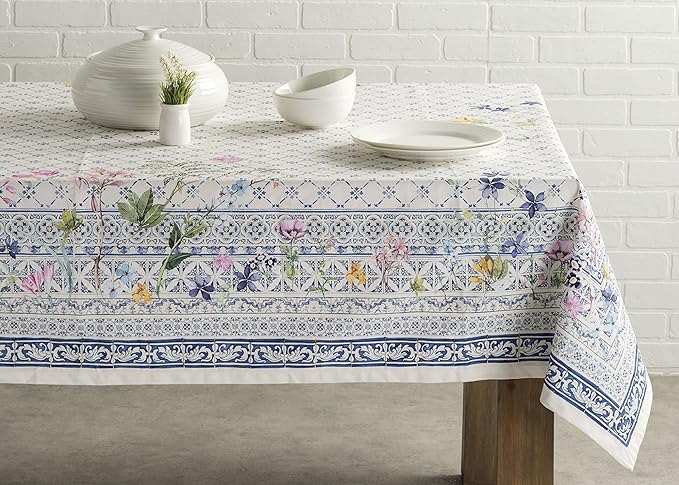 Maison d' Hermine Table Cloth Rectangle Table 100% Cotton 70 x 108 Inches Tablecloth Reusable Decorative for Dining Room Farmhouse Home Valentines Day Decorations Spring Summer - Faience