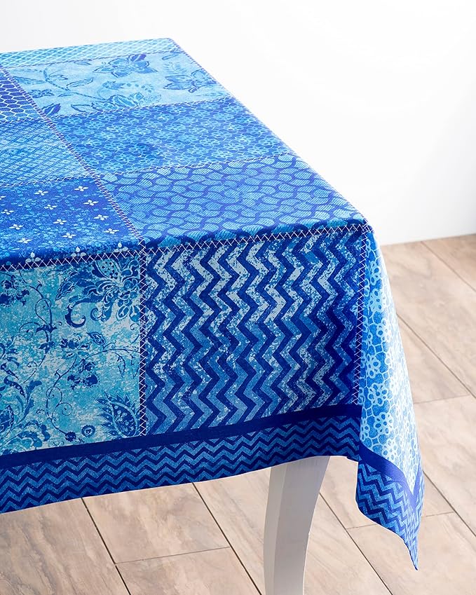 Maison d' Hermine Table Cloth Rectangle Table 100% Cotton 70 x 90 Inches Tablecloth Reusable Decorative for Dining Room Farmhouse Home Valentines Day Decorations Spring Summer - Indigo Love