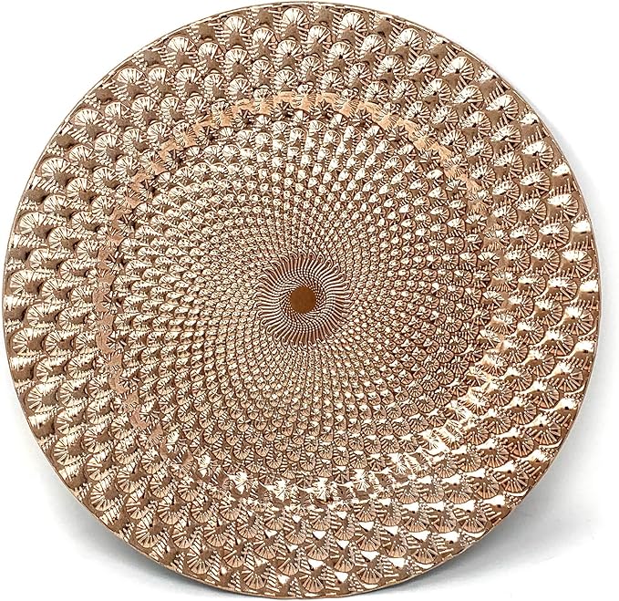 allgala 13-Inch 6-Pack Heavy Quality Round Charger Plates-Peacock Rose Gold-HD80363