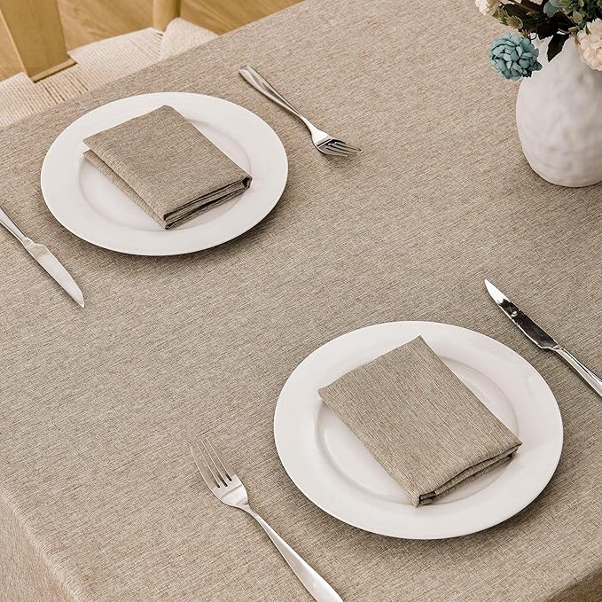 Rectangle Tablecloth Linen Textured Waterproof & Stain Resistant Table Cloth Wrinkle Free Decorative Fabric Farmhouse Table Cover for Dining/Party/Buffet/Wedding, 60 x 120 Inch, Mocha