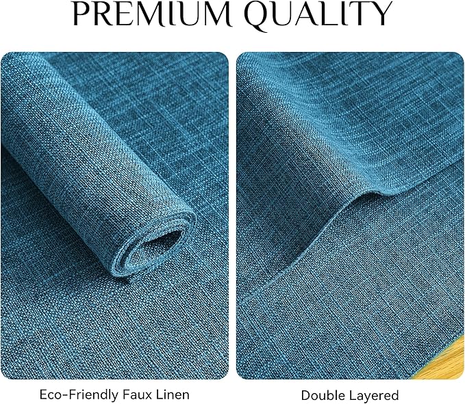 Softalker Faux Linen Placemats Set of 12-12 x 18 Inch, Heat Resistant Double Layered Durable Burlap Farmhouse Place Mats, Non-Slip Washable Rustic Table Mats for Dining, Kitchen, Party（Sky Blue