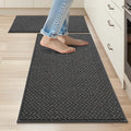 COSY HOMEER Kitchen Rugs and Mats 2PCS Non Slip Kitchen Mats for Floor Washable Stain Resistant Kitchen Runner Rug Sets Absorbent Kitchen Floor Mat 20"x32"+20"x48",Dark Grey