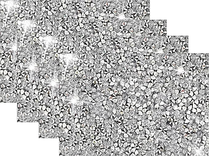 Silver Heat Resistant Square Placemats - Set of 4 with Rhinestone Decor and Sparkly Bling