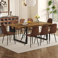 Dining Table Set for 8, Modern 71'' Dark Wood Dining Table and Fabric Dining Chairs Set of 8,Table and Chairs Set of 8,Ideal for Kitchen Dining Room