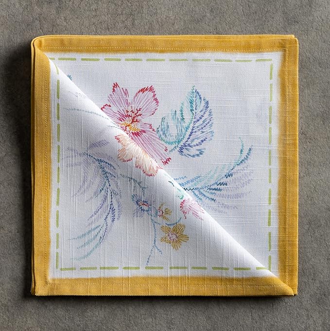 Maison d' Hermine Cloth Napkins Set of 4 100% Cotton Everyday Reusable Square Napkins Cloth Washable Dinner Wedding Restaurant Valentines Day Decorations Spring/Summer (Paradise Island, 20" x 20")