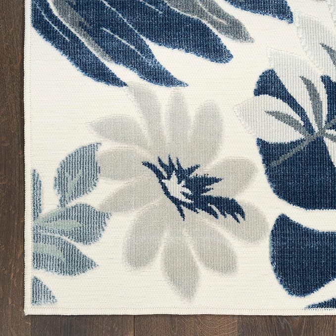 Nourison Home Suncoast Blue 2' x 6' Area Rug - Easy Clean, Non Shedding, Bed Room, Living Room, Dining Room, Kitchen (6' Runner)