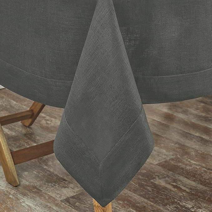 D'Moksha Homes Linen Tablecloth for Rectangle Tables 60 x 144 Inch - 100% Pure Linen Charcoal Grey Table Cloth - Machine Washable Cloth Tablecloth for Spring, Easter