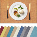 Homaxy Cloths Placemats for Dining Table Set of 6, Heat Resistant Washable Cotton Linen Blend Table Mats, Easy to Clean Place Mats for Indoor Outdoor Party Kitchen Decoration, 13" x 19", Orange