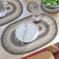 Homespice Flint Hill Jute Braided Oval Placemats, Warm Primitive Decor, Set of 6, 13x19 Grey Table Mats - Vibrant Colors, Durable, Easy to Clean and Protects Furniture