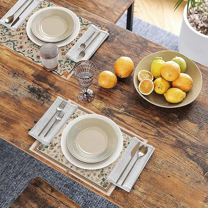 Persian Carpet Spring Summer Green Blue Placemats Set of 6, Linen Washable for Christmas, Thanksgiving, Party, and Daily Dining, Decorative Table Mats for 4-6 Person Table