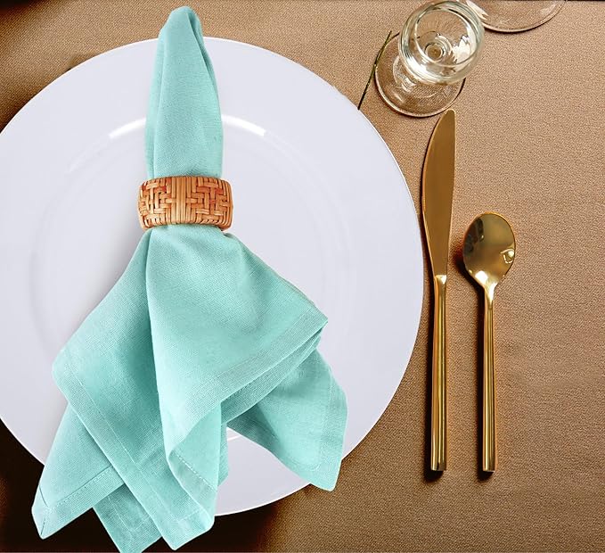 12-Piece Hand Woven Napkin Ring - Farmhouse Rustic Serviette Holder for Dining, Easter, Birthday, Thanksgiving, Christmas & Party Décor - Fall Rustic Rings, Napkin Holder Buckles(Brown) - CLEENTABLE