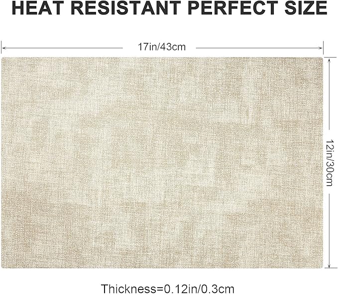 Leather Heat Resistant Placemats Set of 6 Waterproof Wipeable Washable PU Table Mats,Easy to Clean Anti-Slip Place Mats (Beige, 6)