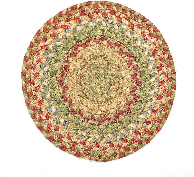Azalea Jute Braided Kitchen Trivets for Hot Dishes, Warm Country Primitive Decor, Set of 6, Multicolor 8" Round Heat Resistant Mat - Rich Colors, Easy to Clean, Durable and Protects Furniture