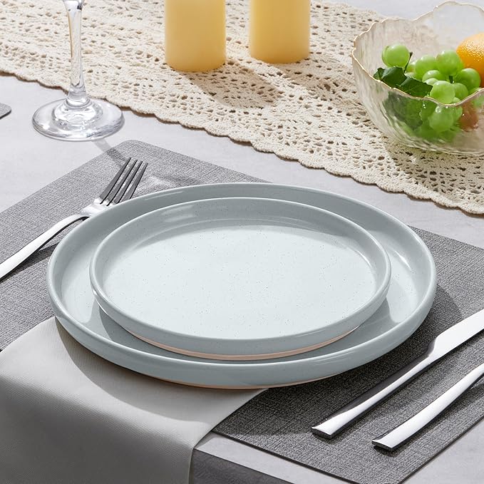 LIANYU 6Pcs Stoneware Dinner Plates, 7.75 Inch Small Porcelain Salad Plate Set, Kitchen Ceramic Serving Dishes Set for Dining, Microwave, Oven & Dishwasher Safe, Scratch Resistant, Glacier Gray