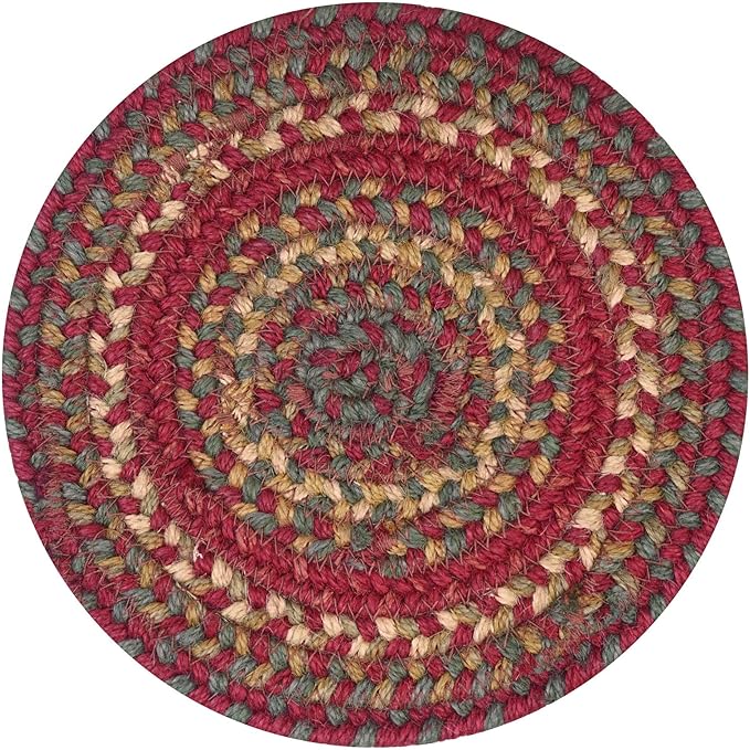 Homespice Cider Barn Jute Braided Trivets for Table, Warm Country Rustic Decor, Set of 3, Red 8" Round Heat Resistant Mats - Rich Colors, Easy to Clean, Durable and Protects Furniture