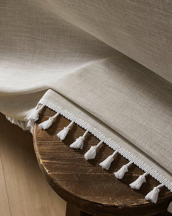 ZeeMart Contrast Linen Table Cloth Square Table Cloths 52x52 Inch Brown, Farmhouse Style Heavy Weight Beige Tablecloth, Water Resistant Burlap Tablecloths