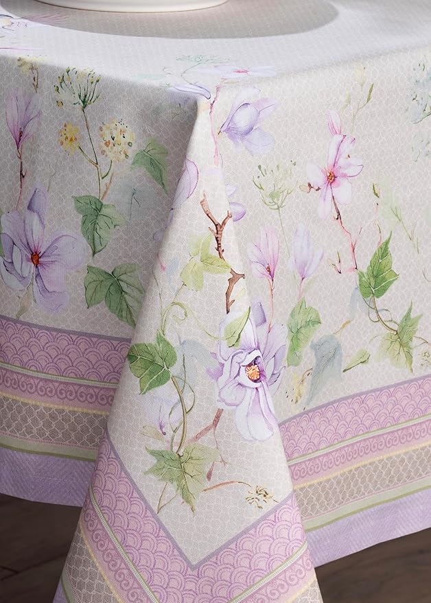 Maison d' Hermine Table Cloth Square Table 100% Cotton 60 x 60 Inches Tablecloth Reusable Decorative for Dining Room Farmhouse Home Valentines Day Decorations Spring Summer - Magnolia Mornings