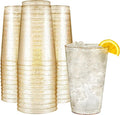R-kay 14 oz Gold Glitter Plastic Cups For Party - 50 Pack Gold Plastic Cups - Hard Disposable Cups - Premium Heavy Duty Gold Cups - Disposable Cocktail Glasses - Party Cups (50 Pack, 14, ounces)