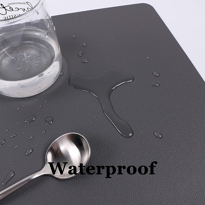 Wipeable Placemats Leather Table Mats Waterproof Heat-Resistant Easy to Clean for Dining Table Set Kitchen Table (4, Grey)