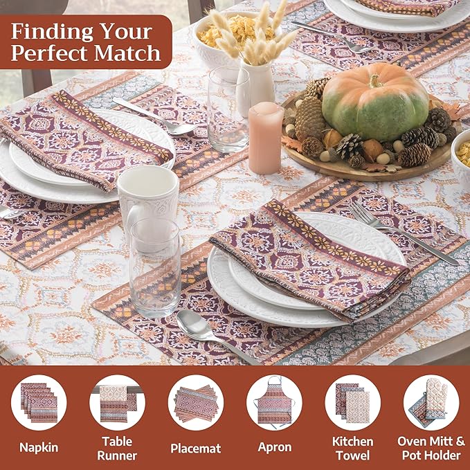 Maison d' Hermine Table Cloth Rectangle Table 100% Cotton 60 x 120 Inches Fall Tablecloth Reusable Everyday Use for Thanksgiving Christmas Decorations Dining Farmhouse Party (Fair Isle)