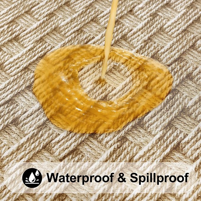 Smiry Rectangle Table Cloth Cover, Waterproof Elastic Fitted Picnic Tablecloth for 4 Foot Tables, Wipeable Flannel Backed Vinyl Tablecloths for Camping, Dining, Outdoor (Sand, 30" x 48")