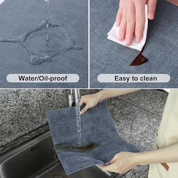 Homaxy Faux Leather Heat Resistant Placemats for Dining Table Set of 8, Waterproof Wipeable Washable PU Table Mats, Easy to Clean Anti-Slip Place Mats, 11.8" x 17", Blue