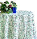 ATOSII Aster Blue 100% Cotton Round Tablecloth, Handblock Print Floral Table Cloth for Kitchen Dining Linen I Parties, Weddings, Outdoors, Easter, Spring Summer Decor I 72" Inches Round