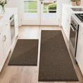 COSY HOMEER Kitchen Rugs Non Slip Washable 24"x36"+24"x60" Absorbent Kitchen Mats for Floor Stain Resistant Kitchen Runner Rug Sets of 2 Kitchen Floor Mats for Sink,Brown