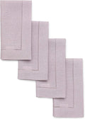 Solino Home Linen Napkins Set of 4 - Classic Hemstitch 100% Pure Linen Lilac Dinner Napkins Cloth 20 x 20 Inch for Valentines, Spring, Easter - Handcrafted and Machine Washable
